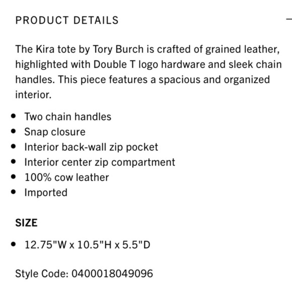 NWT New Tory Burch Kira Shoulder Tote Bag - Picture 12 of 12